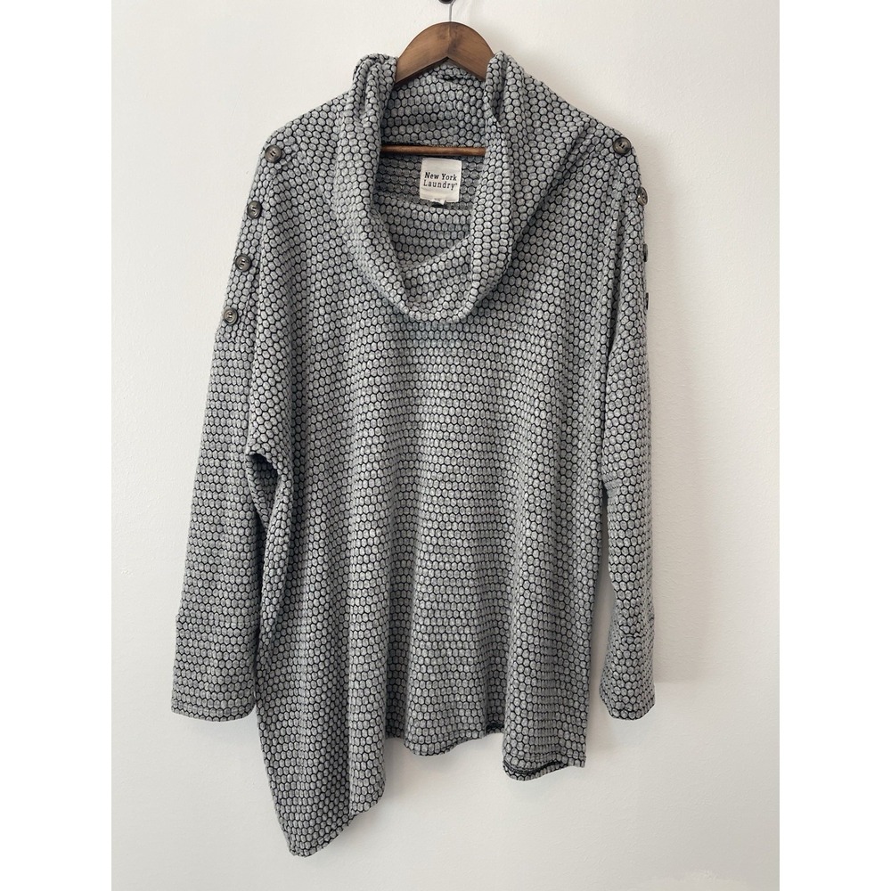 Women's Oversized 3X Cowl Neck Sweater Lagen Look Textured Tunic Artsy